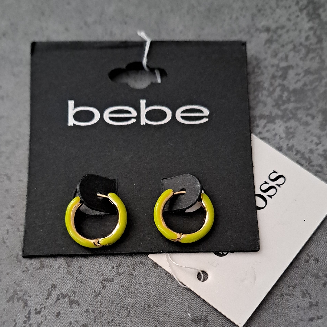 Bebe Lime Green Hoop Earrings 5$